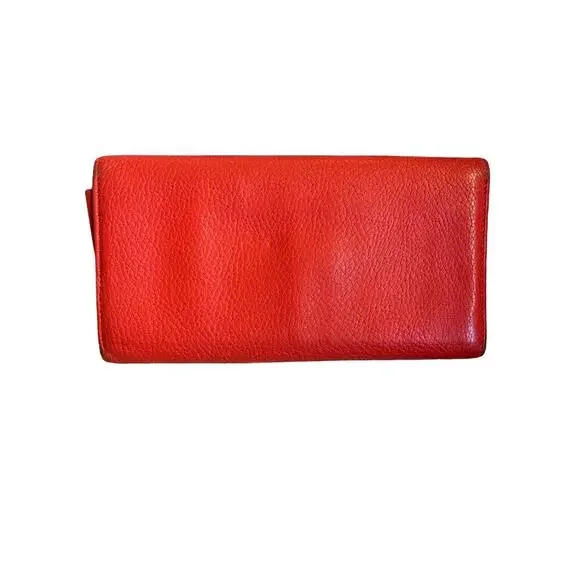 Salvatore Ferragamo Orange Leather Long Wallet
